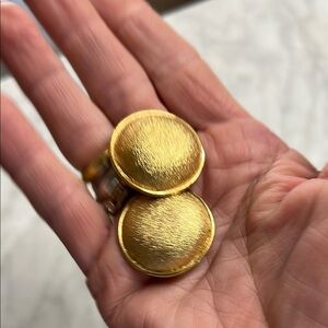 Vintage St. John Gold Tone Brushed Round Clip On Earrings